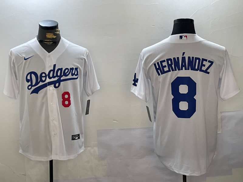 Men's Los Angeles Dodgers Enrique Hernandez #8 White Jersey